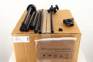 Box for a used Lyngdorf TDAI-1120 Integrated Streaming System showing Mic Stand