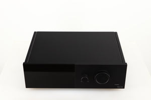 Top of a used Lyngdorf TDAI-1120 Integrated Streaming System in a black finish