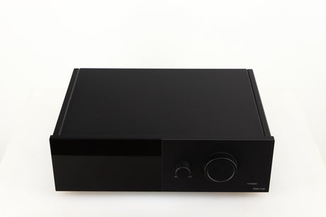 Top of a used Lyngdorf TDAI-1120 Integrated Streaming System in a black finish