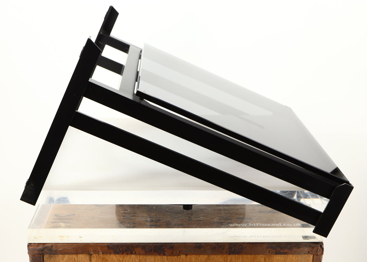 Left side view of a used Mana Sound Turntable Wall Shelf in a black finish