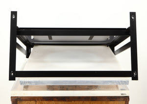 Rear view of a used Mana Sound Turntable Wall Shelf in a black finish