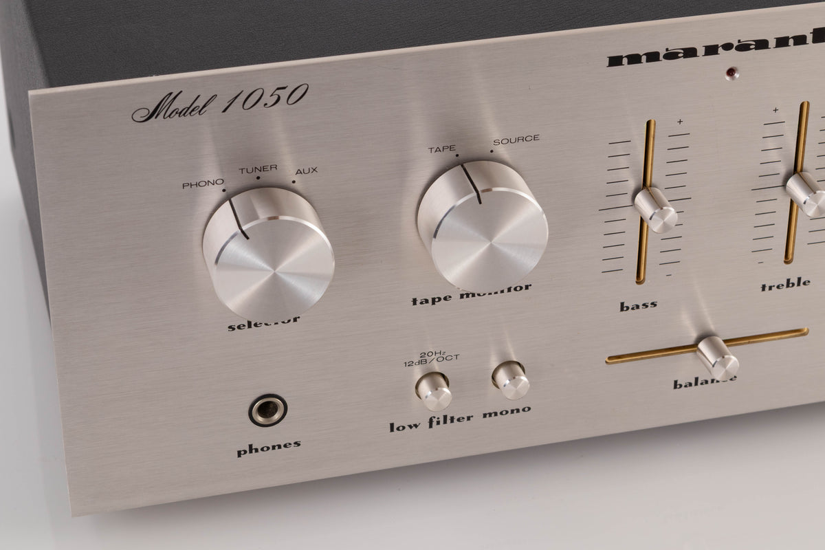 Close up view of a used Marantz 1050 Integrated Amplifier