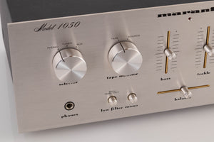 Close up view of a used Marantz 1050 Integrated Amplifier