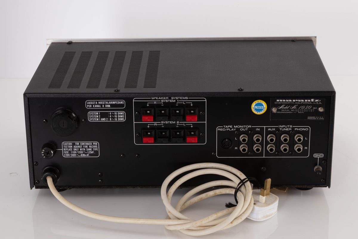 Rear view of a used Marantz 1050 Integrated Amplifier