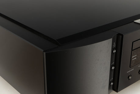 Close up of a used Marantz 30th Anniversary SA-KI-PEARL SACD Player in a black finish showing some marks on fascia