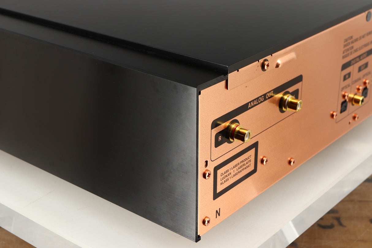Rear right corner of a used Marantz 30th Anniversary SA-KI-PEARL SACD Player in a black finish