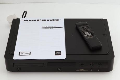 Top of a used Marantz CD-17 CD Player in a black finish showing Manual, Batteries and Remote
