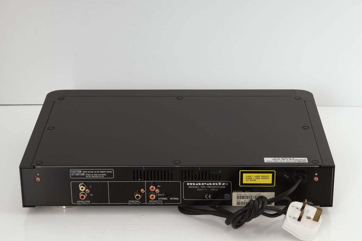Rear view of a used Marantz CD-17 CD Player in a black finish showing Phono Input and Phono Outputs