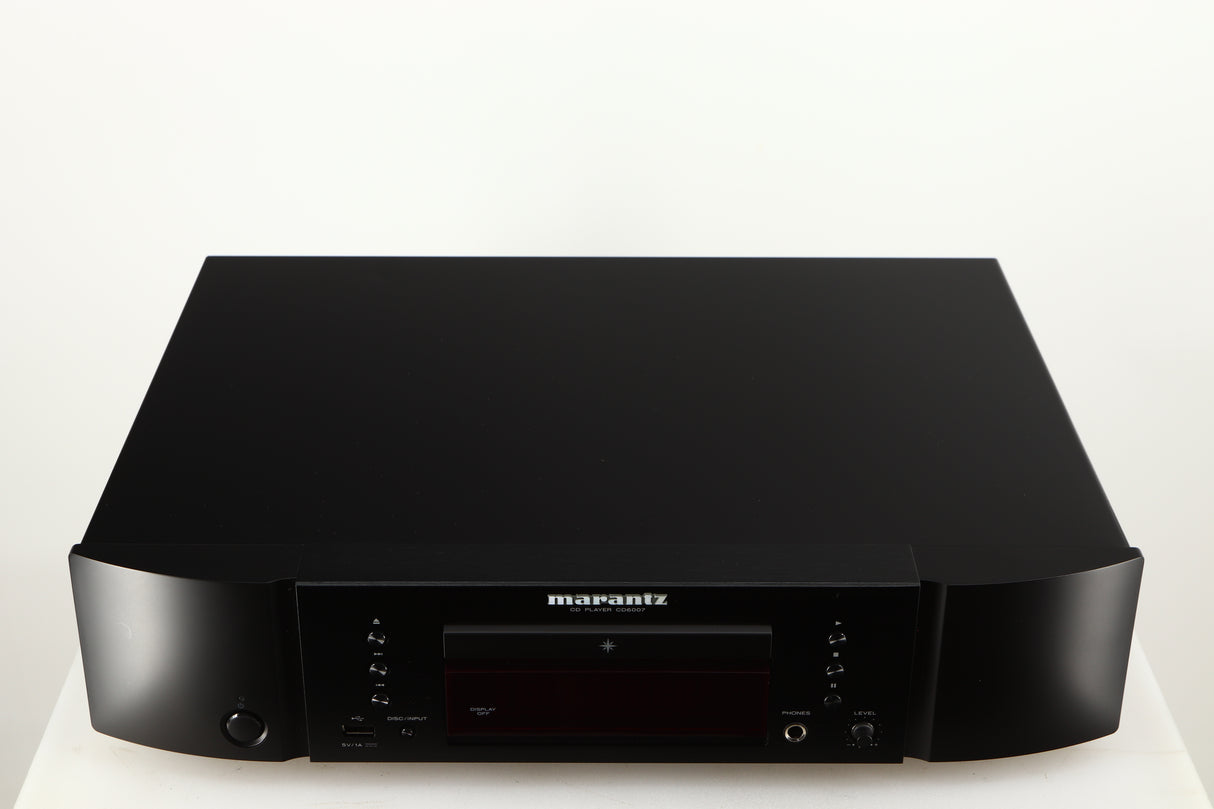Top of a used Marantz CD6007 CD Player in a black finish
