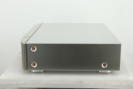 Side view of a used Marantz CD6007 CD Player in silver finish 