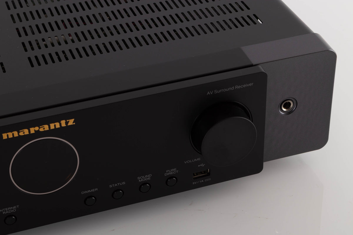 Close up view of a used Marantz Cinema 70s AV Amplifier in Black
