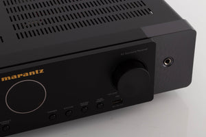 Close up view of a used Marantz Cinema 70s AV Amplifier in Black