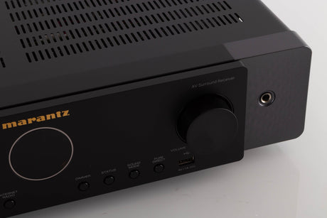 Close up view of a used Marantz Cinema 70s AV Amplifier in Black