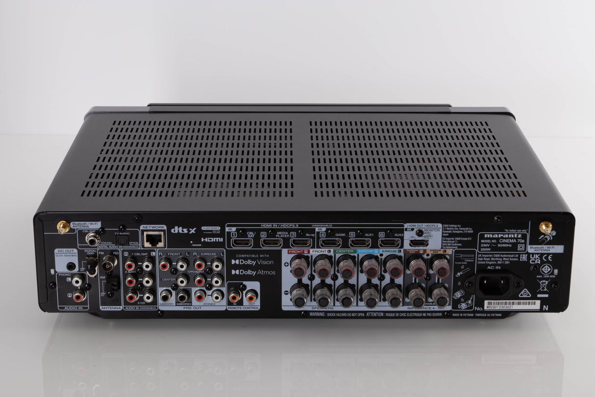 Rear view of a used Marantz Cinema 70s AV Amplifier in Black