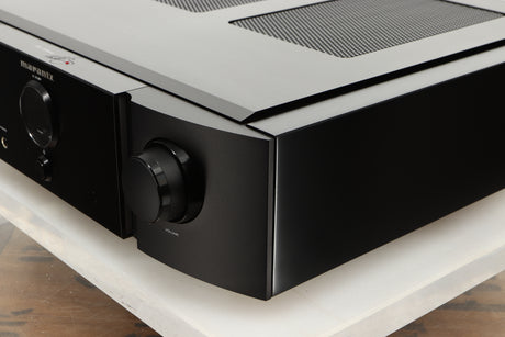 Front right corner of a used Marantz KI Ruby Integrated Amplifier in a black finish 