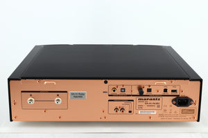 Rear view of a used Marantz KI Ruby Limited Edition SACD Player in a black finish showing Mains Input, Optical Input, USB Input and Phono Input/Outputs