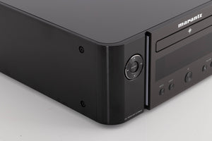 Front left corner view of a used Marantz M-CR612 Network CD Receiver in Black