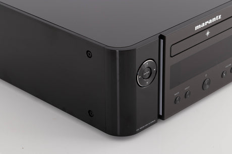 Front left corner view of a used Marantz M-CR612 Network CD Receiver in Black