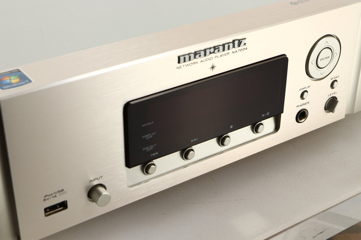 Close up view of a used Marantz NA7004 Network Streamer in Silver finish