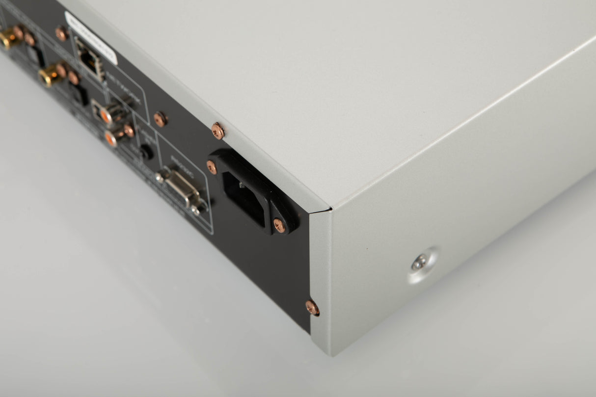 Rear left corner of a used Marantz NA7004 Network Streamer in a Silver finish