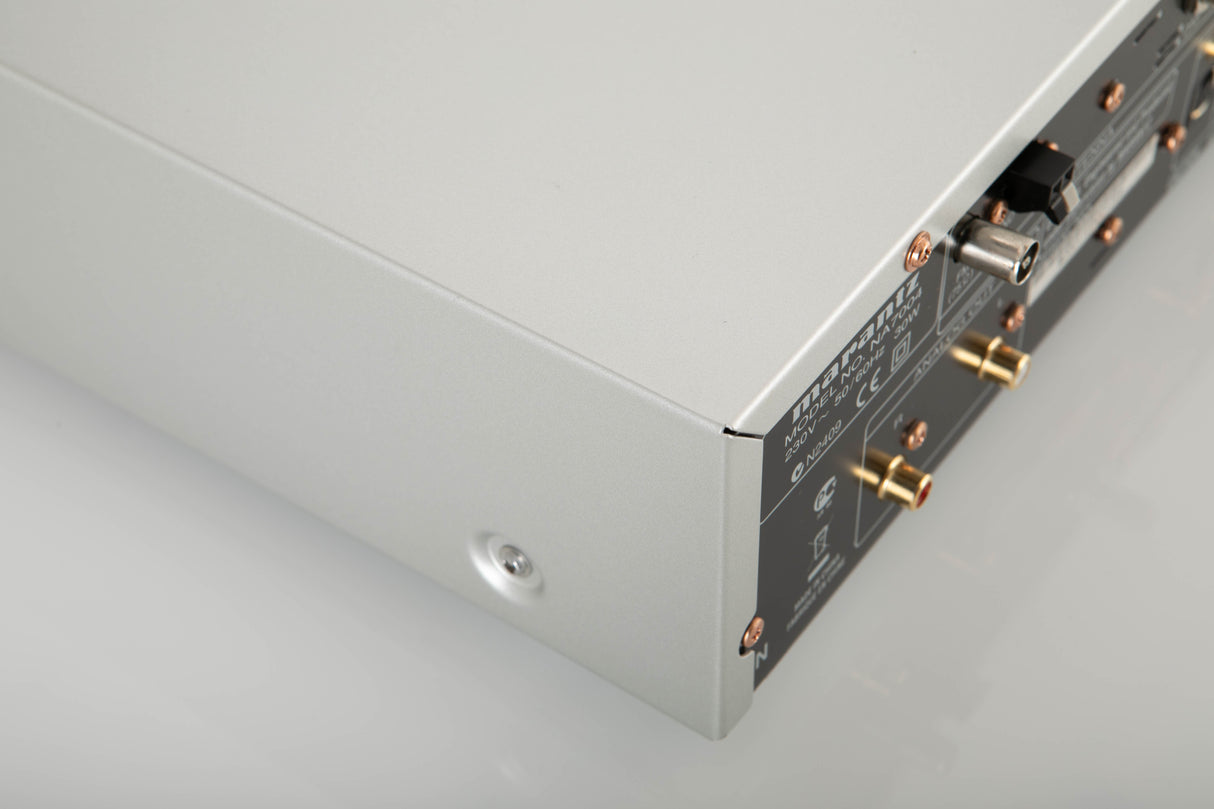 Rear right corner of a used Marantz NA7004 Network Streamer in a Silver finish