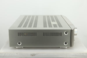 Side view of a used Marantz PM6005 Integrated Amplifier in silver finish