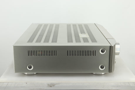 Side view of a used Marantz PM6005 Integrated Amplifier in silver finish