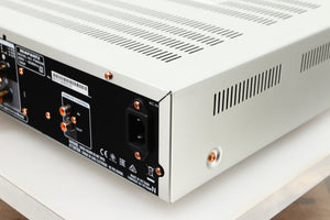 Rear right corner view of a used Marantz PM6006 UK Edition Integrated Amplifier in Silver finish