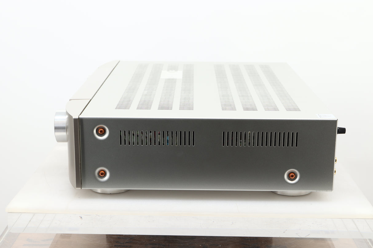 Side view of a used Marantz PM6006 UK Edition Integrated Amplifier in Silver finish