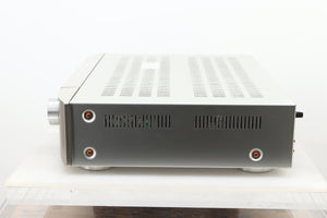 Side view of a used Marantz PM6006 UK Edition Integrated Amplifier in Silver finish