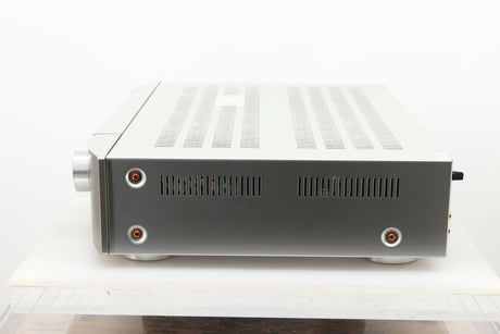 Side view of a used Marantz PM6006 UK Edition Integrated Amplifier in Silver finish