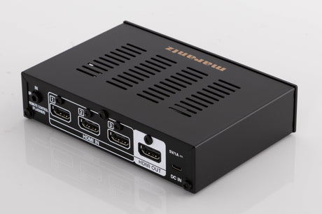 Rear left corner of a used Marantz VS3003 3 Port HDMI Switch in a Black finish
