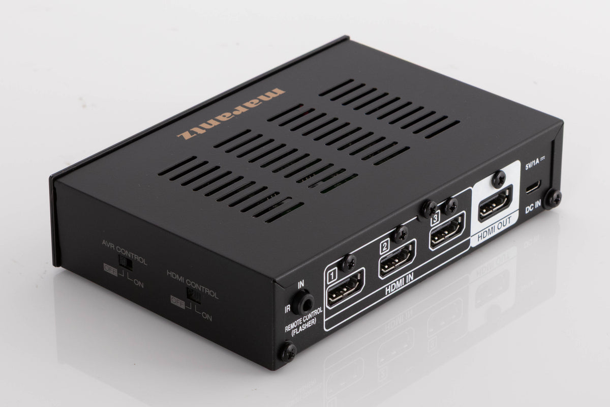 Rear right corner of a used Marantz VS3003 3 Port HDMI Switch in a Black finish