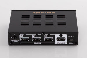 Rear view of a used Marantz VS3003 3 Port HDMI Switch in a Black finish showing HDMI Inputs, HDMI Output and Power Input