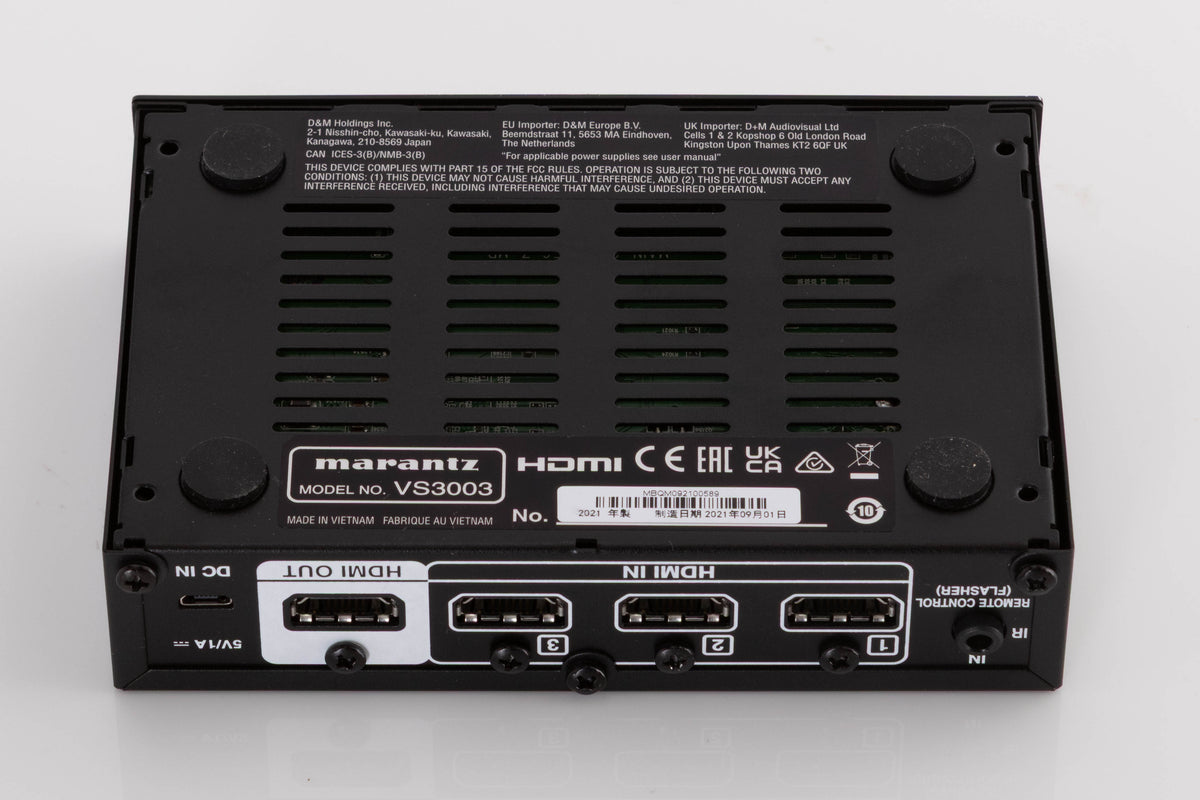 Underside of a used Marantz VS3003 3 Port HDMI Switch in a Black finish