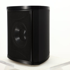 Front right corner of a used Martin Logan Grotto I Subwoofer in a black finish