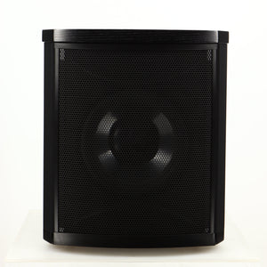 Front view of a used Martin Logan Grotto I Subwoofer in a black finish showing Grille