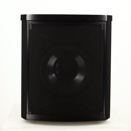 Front view of a used Martin Logan Grotto I Subwoofer in a black finish showing Grille