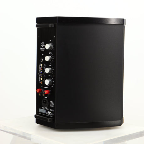Rear left corner of a used Martin Logan Grotto I Subwoofer in a black finish