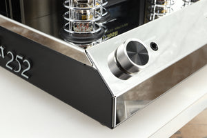 Front left corner view of a used McIntosh MA252 Integrated Amplifier 
