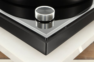 Front left corner view of a used McIntosh MT2 Turntable