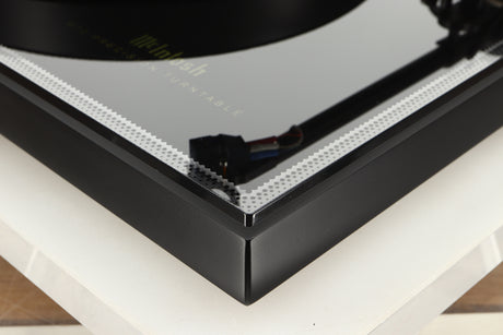 Front right corner view of a used McIntosh MT2 Turntable
