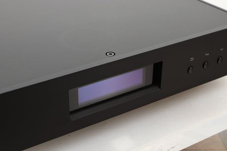 Close up view of a used Melco HA-N1Z/2EX-H60 Music Server in Black finish showing the display