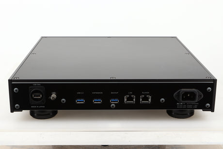 Rear view of a used Melco HA-N1Z/2EX-H60 Music Server in Black finish showing USB, ethernet, and mains inputs 