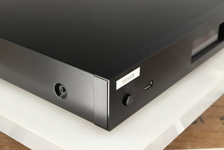 Front left corner of a used Melco N1A Music Server in a black finish