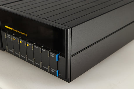 Front right corner of a used Meridian 200 CD Transport in a black finish