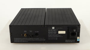 Rear view of a used Meridian 200 CD Transport in a black finish showing Mains Input, Phono Output and Optical Output