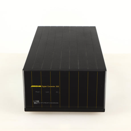 Front view of a used Meridian 203 Digital Analogue Converter in a black finish