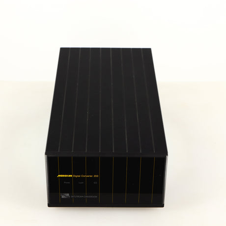 Top of a used Meridian 203 Digital Analogue Converter in a black finish