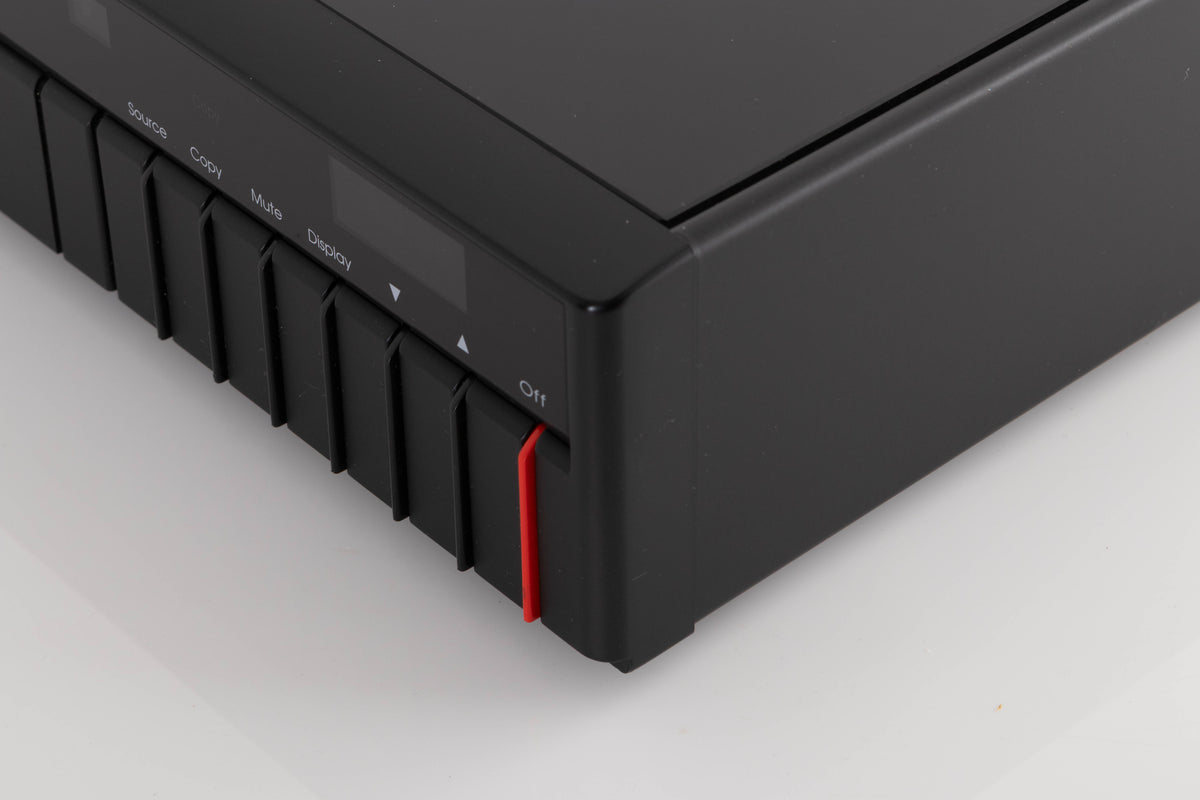 Front right corner view of a used Meridian 501 Pre Amplifier